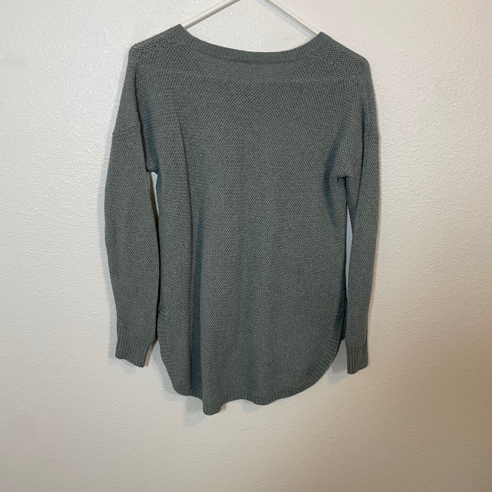 Madewell Women's Medium Waffle‎ Knit Sweater Light Gray Crew Neck Long Sleeve - Picture 3 of 7